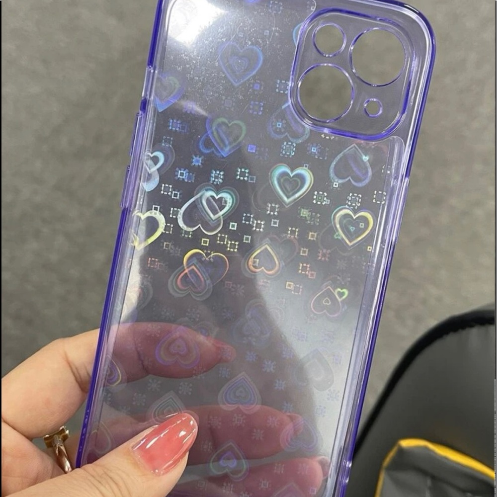 iPhone 12 holographic hearts soft cell phone case. Color changing effects. Fun!